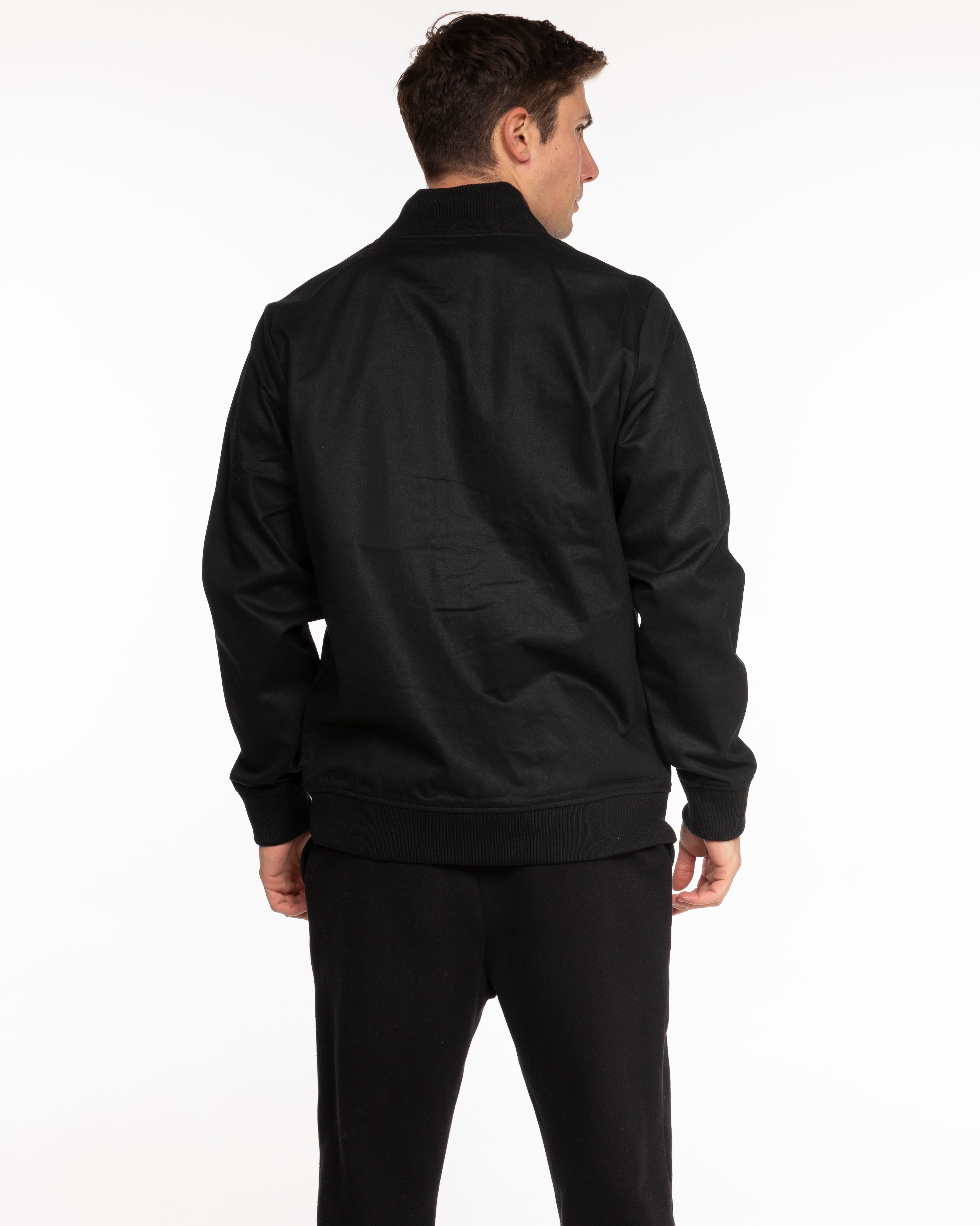 The Mens Bomber Jacket - Black - BlueCarrot - Left Chest - Printed - White
