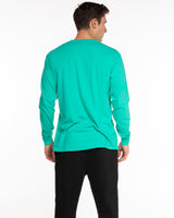 The Unisex Midweight Long Sleeve - Cyan - HiLo - Left Chest & Center Back Round - White Printed