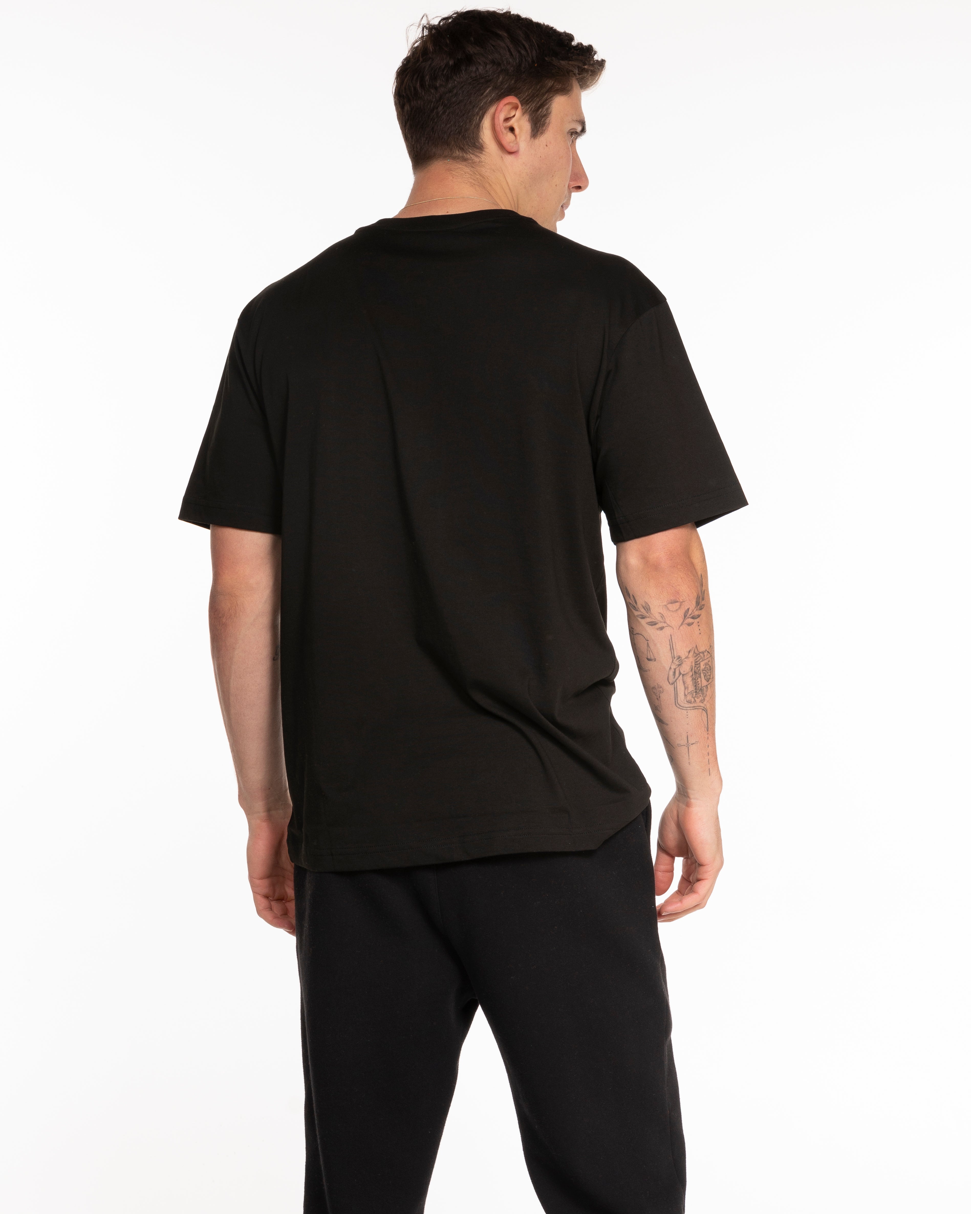 The Supima Short Sleeve - Black - Holt Street - Center Chest - Printed - Tiffany Blue