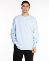The Unisex Midweight Long Sleeve - Sky Blue - MD Hyperbaric - Left Chest Round & Back Illustration - Printed - Navy