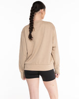 The Womens Sueded Crewneck - Tan - Wicked Core - Center Chest - Printed - Tone on Tone
