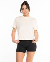 The Midweight Crop Tee - Ivory - Studio 11 - Left Chest - White