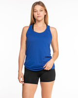 The Womens Full Length Tank - Royal - Center Chest Stacked - Printed - White