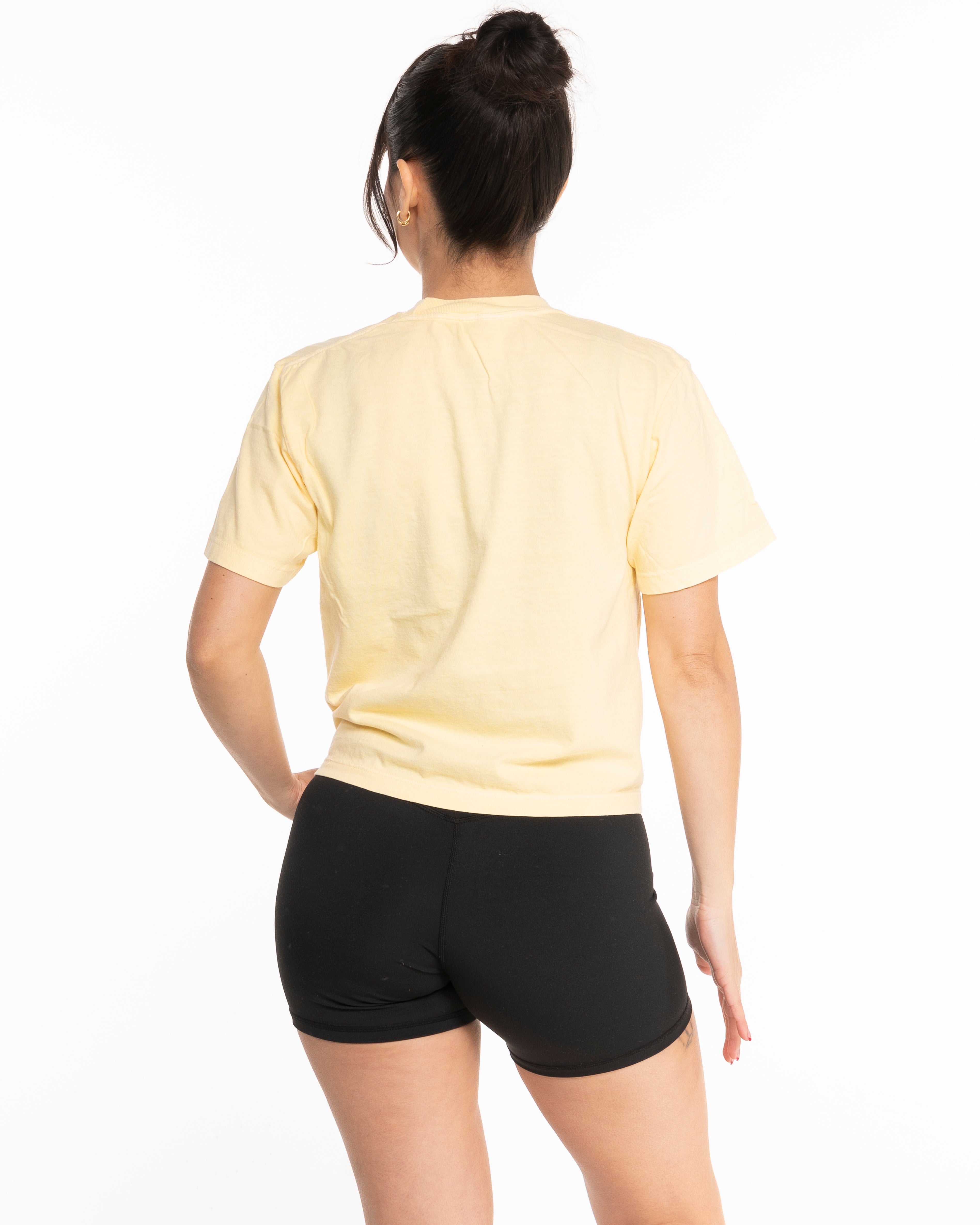 The Midweight Crop Tee - Butter - Mantra - Center Chest Arc - Printed - Full Color