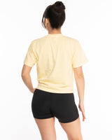 The Midweight Crop Tee - Lemon - Mantra - Center Chest & Back Neckline - Printed - Navy