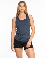 The Womens Full Length Tank - Indigo - Core Precision - Center Chest - Printed - White