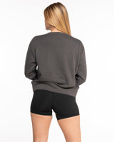 The Womens Sueded Crewneck - Gunmetal - Drench - Right Side & Right Sleeve - Embroidered - Black