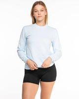 The Unisex Midweight Long Sleeve - Light Blue - Hikari Elite - Center Chest Stacked - Printed - Black