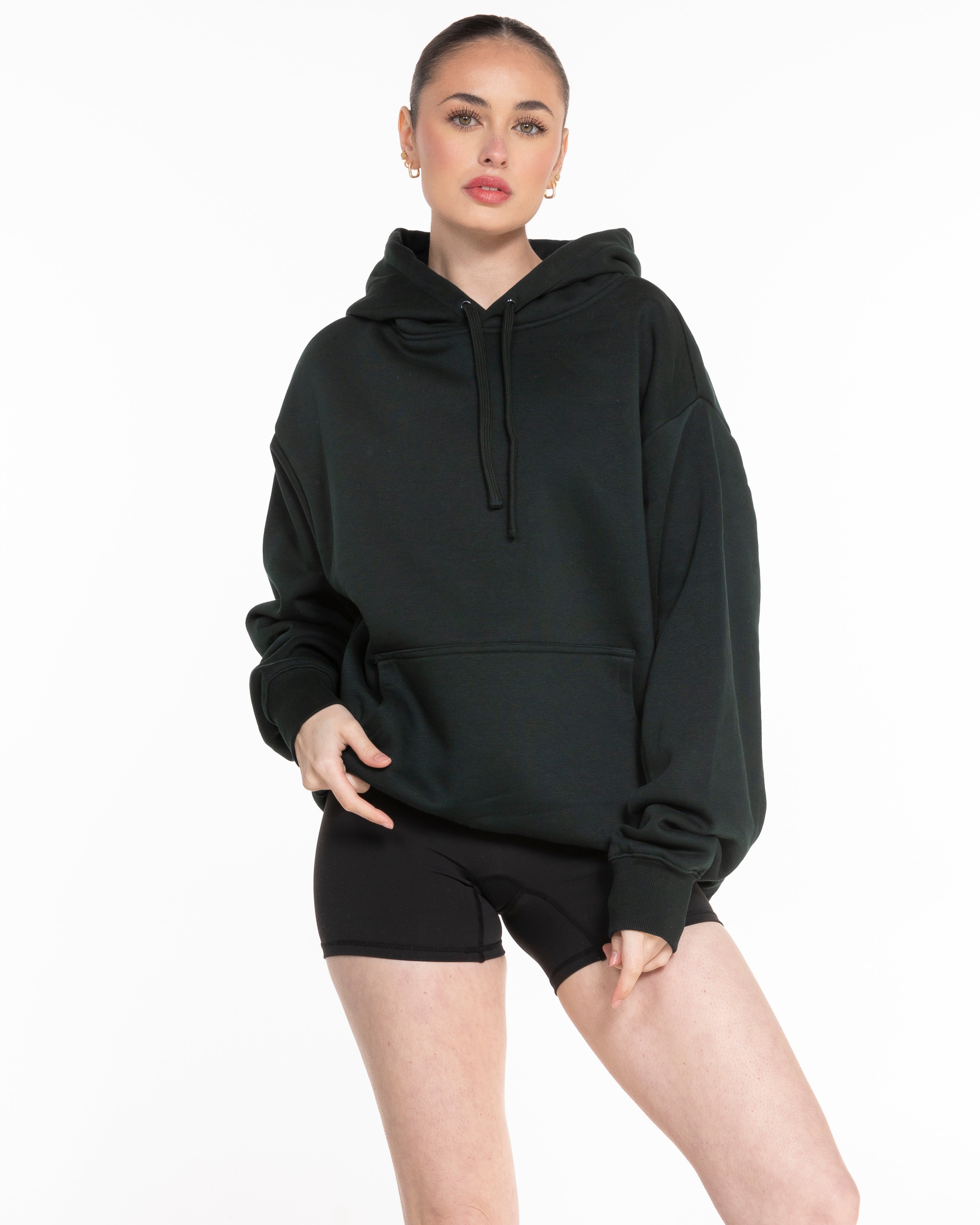 The Mens Heavyweight Hoodie - Pine Green - Core Reform - Left Chest & Back Stacked - Printed - Black