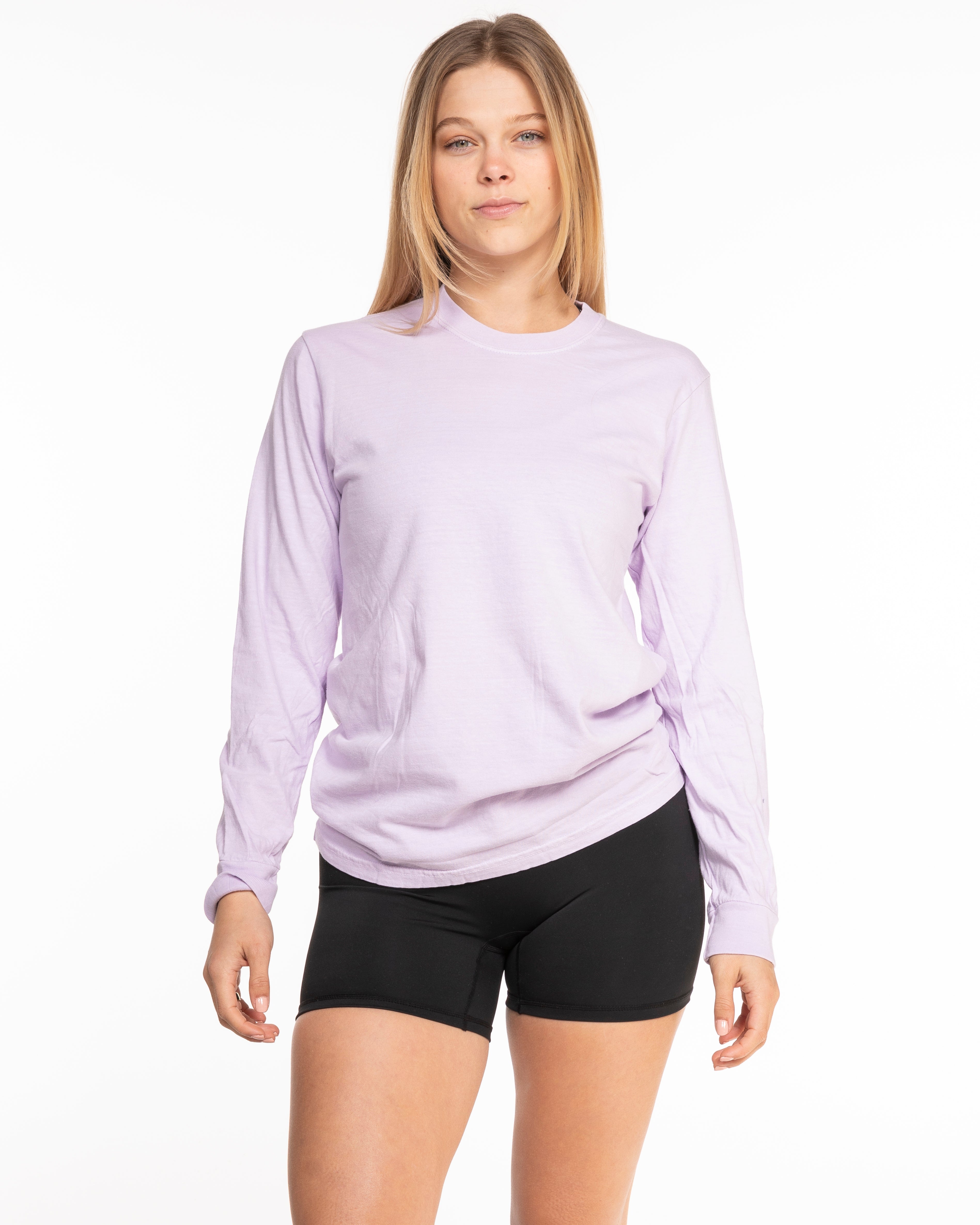 The Unisex Midweight Long Sleeve - Orchid - BlueCarrot - Center Chest - Printed - Blue