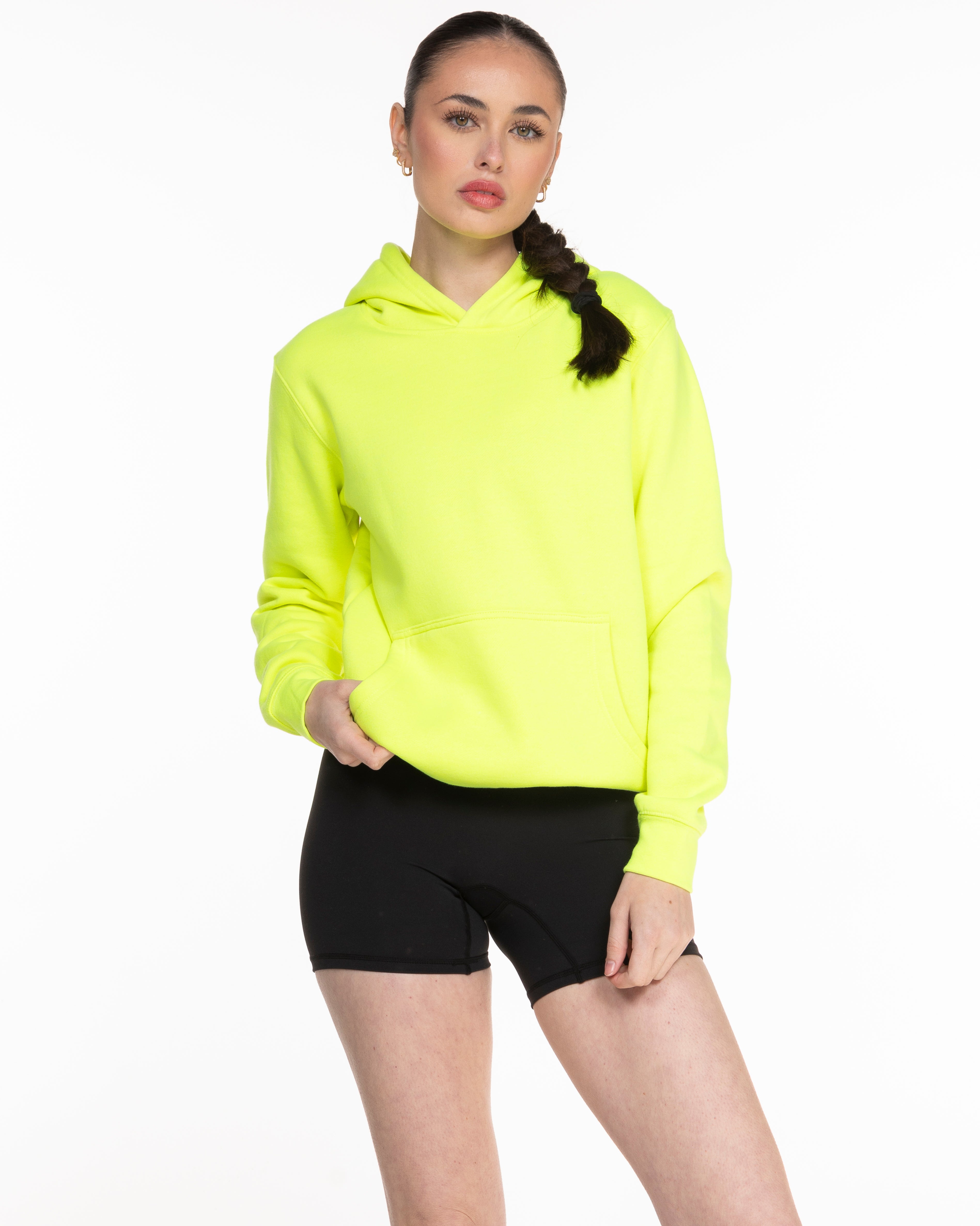 The Mens Hoodie - Neon Yellow - ALTORA - Left Chest Icon & Center Back - Printed - Black