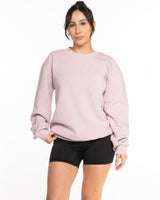 The Recycled Unisex Crewneck - Blush - Viva Pilates - Center Chest Stacked - Printed - Washed Black