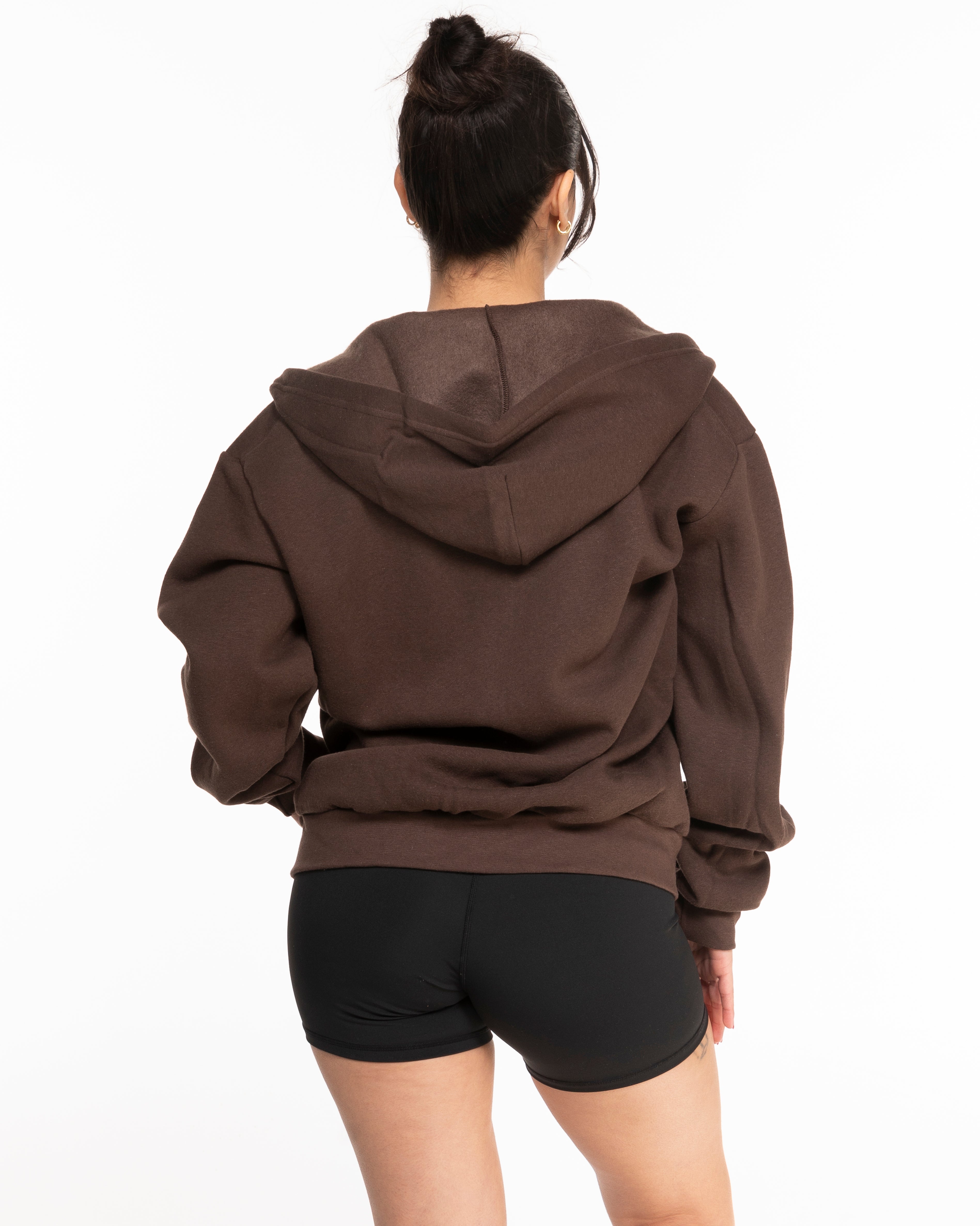 The Recycled Unisex Zip Hoodie - Brown - Pure Movement LARK - Left Chest & Back Stacked - Printed - Almond