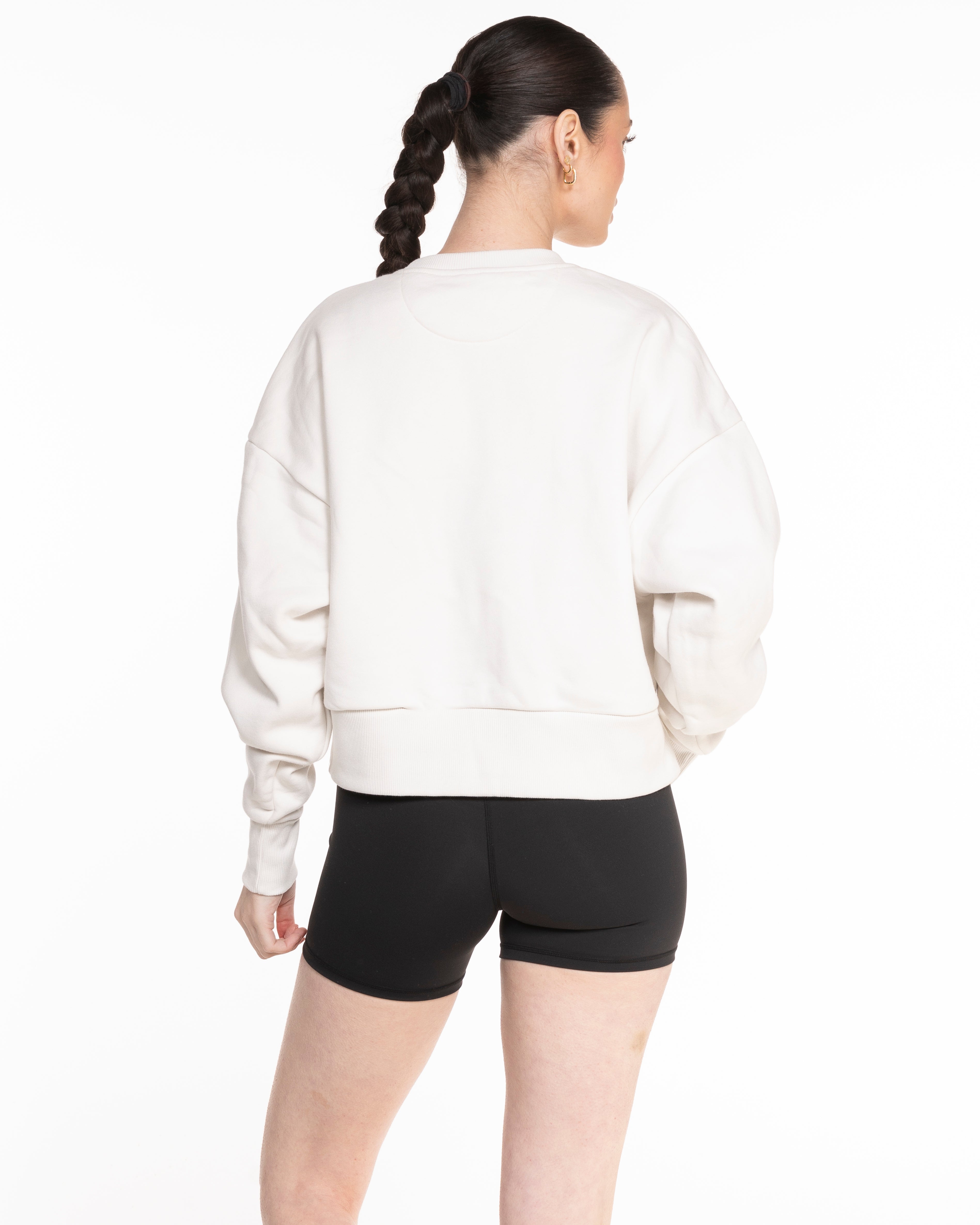 The Womens Heavyweight Crop - Off White - Gracefully Baked Bread - Left Chest "GB" & Back Arc Stacked - Printed - Full Color