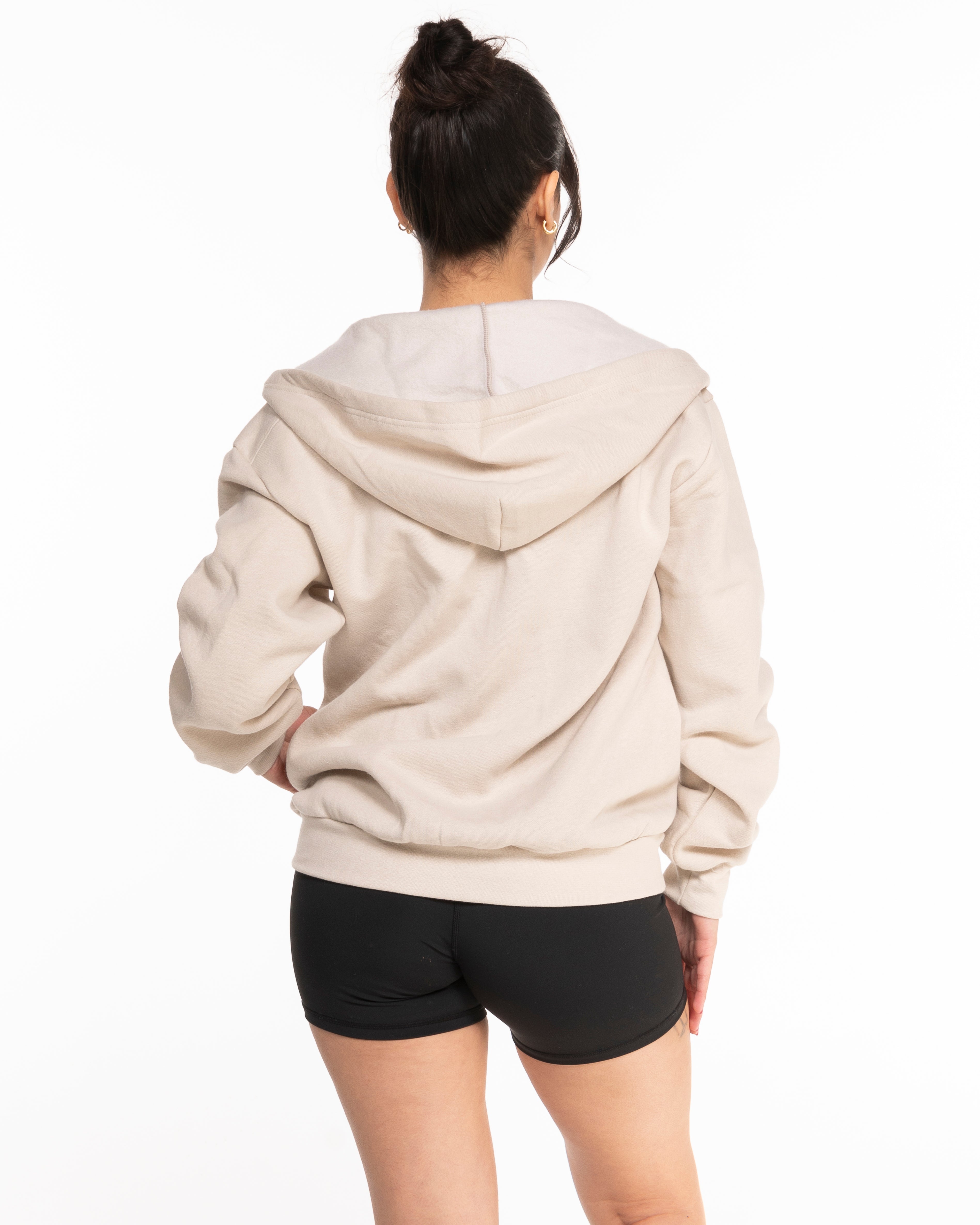 The Recycled Unisex Zip Hoodie - Polar - Cake Factory - Left Chest Stacked & Full Back - Tone on Tone
