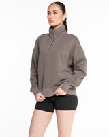 The Womens 1/4 Zip - Washed Gray - Karla Reynoso - Left Chest - Right Sleeve - EMB - Off White
