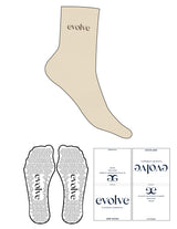 The 3/4 Crew Sock - Seedpearl - Evolve Lagree - Top Logo - Embroidered - Truffle - Triangle Grip - Transparent
