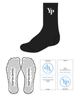 The Crew Sock - Black - YP - Initial "YP" & White  Triangle Grip - White