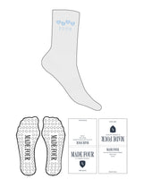 The Crew Sock - Heather - M4Lagree - Top Logo w/ Hearts - Embroidered - Blue - Circle Shape Grip - Blue