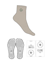 The 1/2 Crew Sock - Tan - Cuore Pilates Studio - Top Logo Round - Embroidered - Green - Hexagon Grip - Transparent