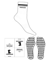 The 3/4 Crew Sock - White - Mind Muscle - 2 Stripes - Top Logo - Black - Custom Grip - Black