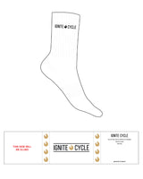 The Crew Sock - White - Ignite Cycle - Top Text W/ Icon - Black