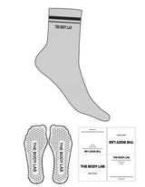 The 3/4 Crew Sock - Heather - Body Lab - 2 Stripes - Top Logo - Embroidered - Black - Hexagon Grip - Transparent
