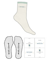 The 3/4 Crew Sock - Marshmallow - Reform Fitness - Stripe - Light Seafoam - |Reform| - EMB - Blue Smoke - Heart Grip - Transparent