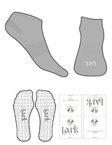 The Ankle Sock - Heather Gray - Pure Movement LARK - Toe Logo - Printed - White - Circle Grip - White