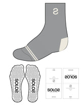 The 3/ 4 Crew Sock  - Grey - Solos Pilates-   Top S - Bottom Border - Off White - Triangle Grip - Transparent