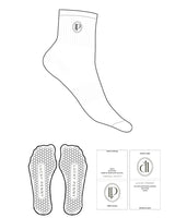 The 1/2 Crew Sock - White - Lucky Penny - Top Logo - Embroidered - Black - Hexagon Shape Grip - Black