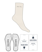 The Crew Sock - Off White - M4Lagree - Top Logo - Embroidered - Gray - Circle Shape Grip - Gray
