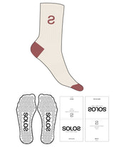 The 3/4 Crew Sock - Off White - Top Logo Inverted "S" - Terracotta - Triangle Shape Grip - Translucent
