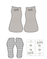 The Ballet Sock - Oat Milk - Pure Movement LARK - Back Logo - Black - Icon Grip - Transparent