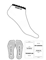 The Ankle Sock - White - Body Lab - Top Logo - Printed - Black - Hexagon Grip - Black