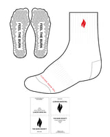 The 3/4 Crew Sock - White - The Burn Society - Top Logo & Bottom Center Toes - Red