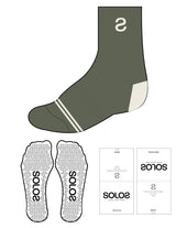 The 3/ 4 Crew Sock  - Cypress - Solos Pilates-   Top S - Bottom Border - Off White - Triangle Grip - Transparent