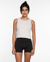 The Ribbed Crop Tank - Bone - Activate House - Center Chest - Embroidered - White