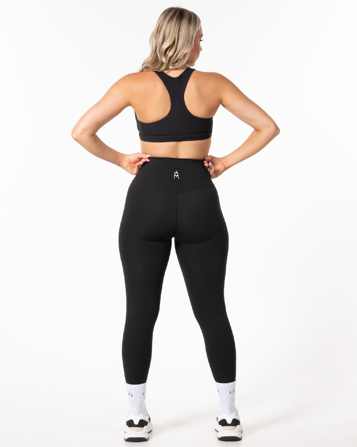 The Basic Legging - Black - Activate House - Back Center Waistline - White