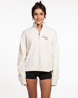 The Womens 1/4 Zip - Off White - Activate House - Left Chest - Embroidered - Brown
