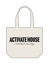 The Tote Bag - Natural - Activate House - Center Body Stacked - Printed - Black