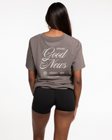 The Womens Heavyweight Tee - Washed Gray - Anthem Church - Center Chest & Center Back Stacked - Washed Bone