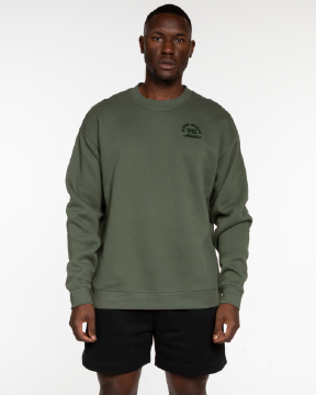 The Mens Crewneck - Cypress - Ethos Q4 Photoshoot - Left Chest Embroidered & Back Stacked Printed - Forest