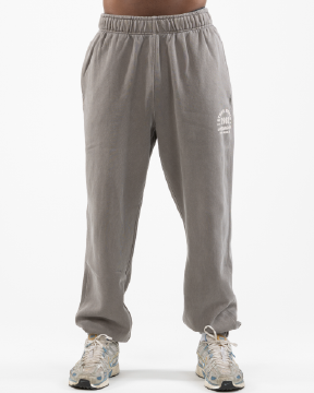 The Mens Sweatpants - Washed Gray - Ethos Q4 Photoshoot - Left Leg Stacked - Printed - Washed Bone