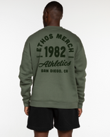 The Mens Crewneck - Cypress - Ethos Q4 Photoshoot - Left Chest Embroidered & Back Stacked Printed - Forest