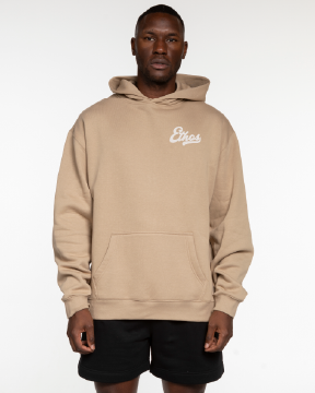 The Mens Hoodie - Sand - Ethos Q4 Photoshoot - Left Chest & Back Stacked - Printed - Washed Bone