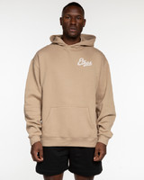 The Mens Hoodie - Sand - Ethos Q4 Photoshoot - Left Chest & Back Stacked - Printed - Washed Bone