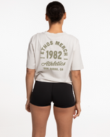 The Heavyweight Crop Tee - Washed Bone - Ethos Q4 Photoshoot - Left Chest & Back Stacked - Printed - Eucalyptus