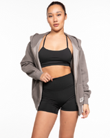 The Womens Zip Hoodie - Washed Gray - Ethos Q4 Photoshoot - Front Pocket - Printed - Washed Bone