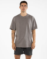 The Mens Heavyweight Tee - Grey Stone - Core Strong - Left Chest - Printed - Dark Green